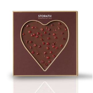 Schokoherz mit rosa Beeren Edelvollmilch
